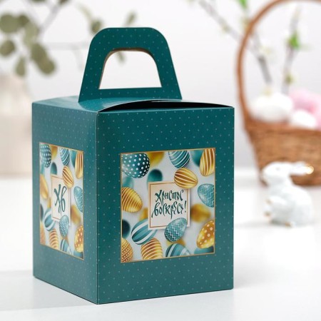 Easter box with the window "XV turquoise", 15 x 15 x 18 cm-2
