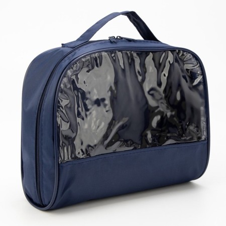 Cosmetic bag with a handle, blue color-2