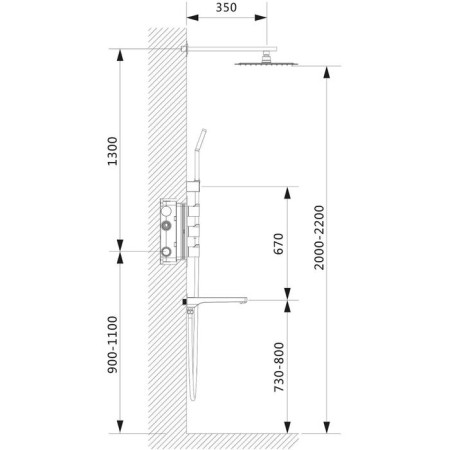 The shower system Timo Petruma SX-5149/03SM, built-in, thermostat, tropical shower, black-1