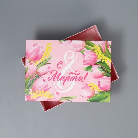 Gift folding box, packaging, “March 8”, 21 x 15 x 7 cm-2