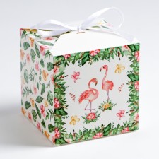 Folding Flamingo box, 10 x 10 x 10 cm