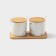A set of ceramic cans with spoons on a wooden stand “Estet. Gold ", 2 items: 300 ml, white color
