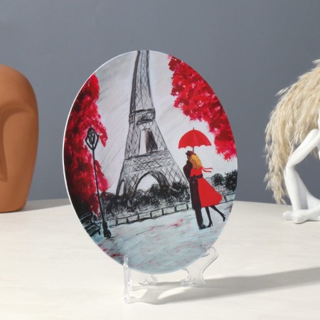 Decorative plate "couple", type 2, with a pattern on canvas, 20x2.5 cm-2
