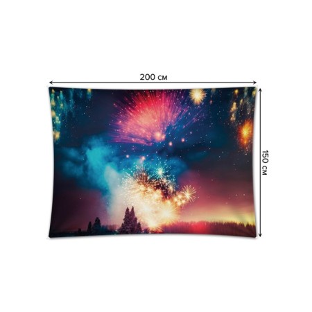 Decorative panel with photo printing "Salute in winter", horizontal, size 150x200 cm-1