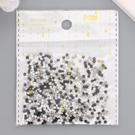 Glass beads 11/0 "Matte. Melange Black and White" 10 g-3