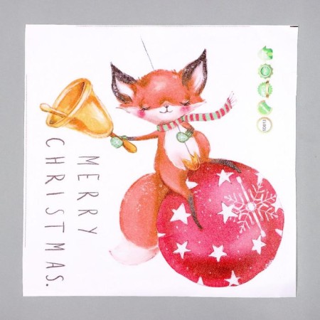 Sticker Plastic Interior Color "Fox on New Year's Ball" 30x45 cm-1