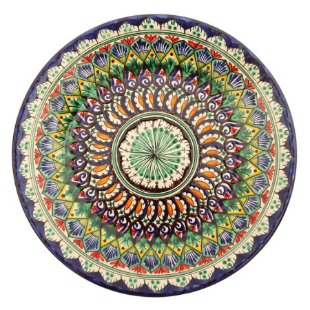 Plate of the Rishtan ceramics "Flowers", 25 cm, blue-1