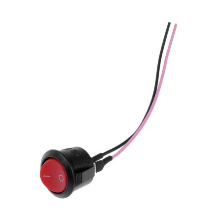 Key switch with fixation, d 2 cm, wire 10 cm, red