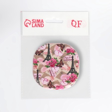 Pocket mirror “pattern”, with a stand, 8 × 8 cm, pink color-5