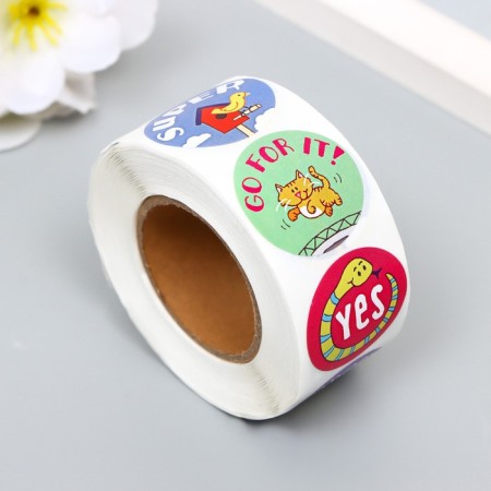 Stick Paper "Motivating animals" d = 2.5 cm 500 pcs in a roll 3x6x6 cm-1