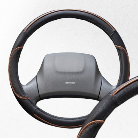 Leather braid, l black Skyway, with an orange strip, S01102339