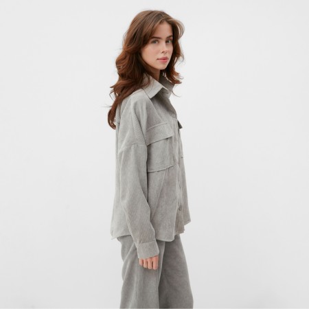 Women's blouse minku: Velvet collection color light gray, river 50-3