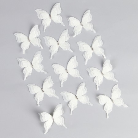 Decor for creativity "Butterfly", three -layer, set of 12 pcs., Size 1 pc. - 5 × 4.5 cm, milk color-1
