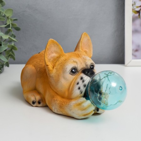 Souvenir Polystone Light "Bulldog and soap bubble" from the solar battery 12x11.5x26 cm