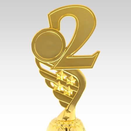 Cup "2nd place", award figure, gold, plastic stand, 16.8 × 6.2 × 6.4 cm.-6
