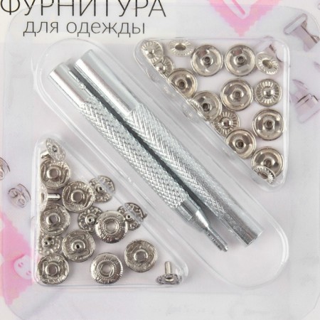 Installation buttons, alpha (S-shaped), d = 10 mm, 8 pcs, with the installer, silver color-1