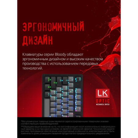 Keyboard A4Tech Bloody B828N Mechanical Black/Gray USB for Gamer LED (B828N (Grey+BLAC 10046-5