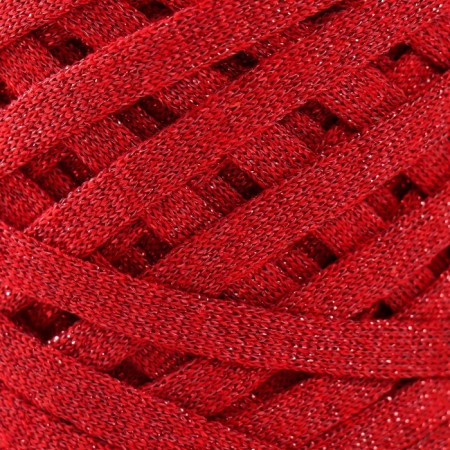 Knitted yarn "Ribbon" with Lurex 85m/170 ± 5 g (red, lurex: Red)-2