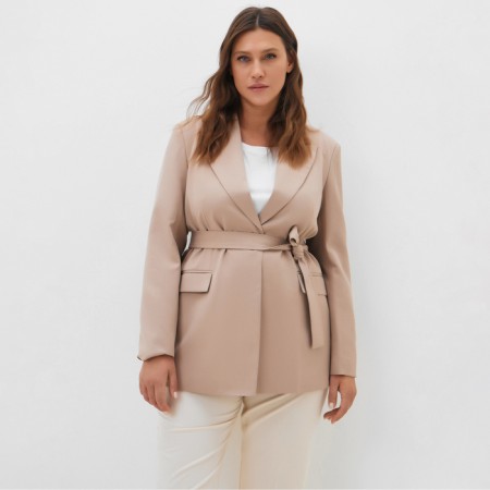Women's jacket with a belt MIST PLUS-SIZE, R.54, beige