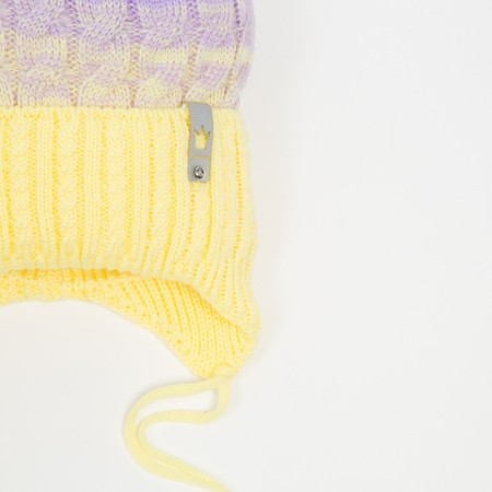 Hat for girls, yellow/lilac color, size 53-56 cm-1