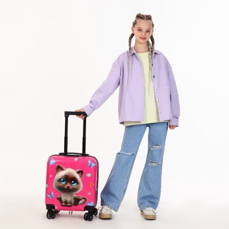 Small suitcase 20 "On a zipper, 4 wheels, pink color-8