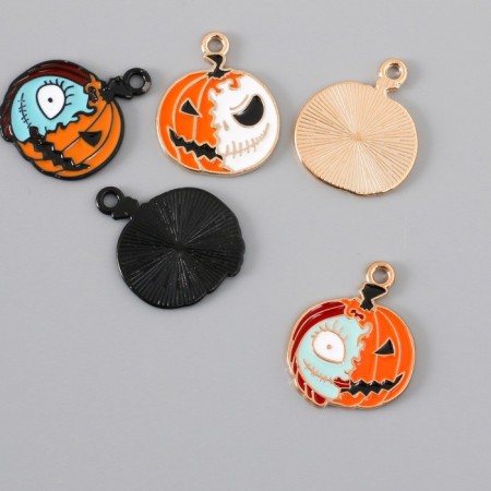 Decor for creativity Metal "Pumpkin/Face" enamel mix 2.6x2 cm-2