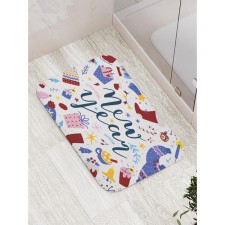 Bathroom mat “Happy New Year”, anti -slip, size 52x77 cm