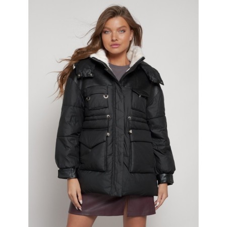 Winter jacket female, size 50, black color-8