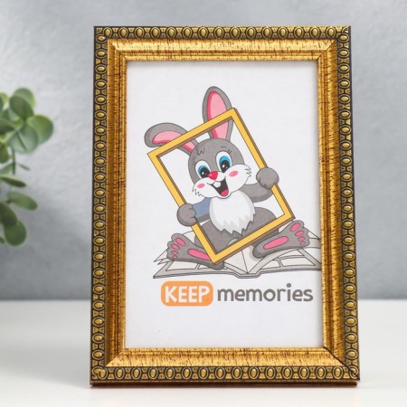 Photo frame plastic 10x15 cm gold (996)