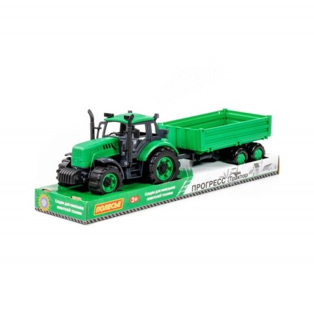 Tractor "Progress" with an on -board trailer, inertial, green color-1