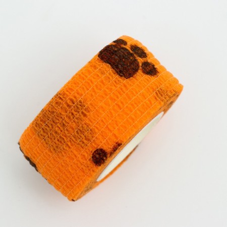 The self -fixed bandage "paws", 2.5 cm, max. extensibility 4.5 m, orange-2