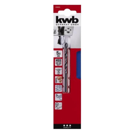 Metal drill KWB DIN338, 5.5x93 mm, sharpening angle 118 °, steel HSS-R-1