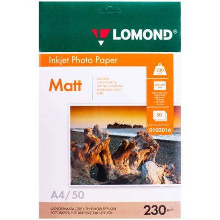 Photo paper for jet print A4, 50 sheets of Lomond, 230 g/m2, one -sided, matte