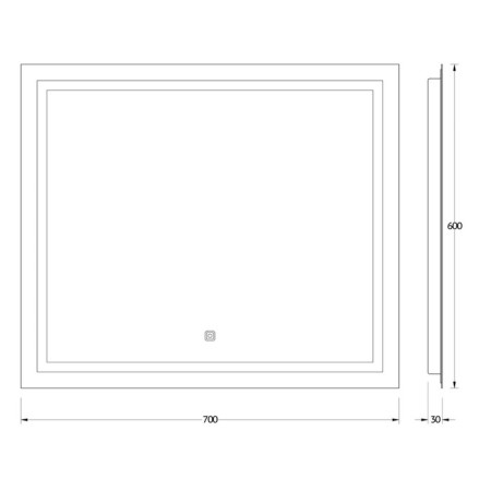 Evororm mirror, built-in LED-light, sensory switch, 22W, 70x60 cm, neutral white-1