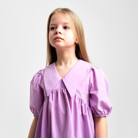 Baby dress with collar Kaftan, size 36 (134-140 cm), lilac color-3