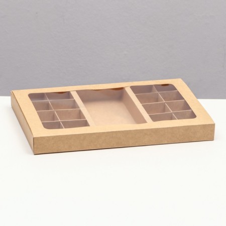 Box of 8 + 8 sweets + chocolate, with a window, craft 30 x 19.5 x 3 cm-1
