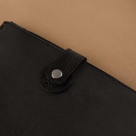 The fastener is sewn for a bag, on a button, made of genuine leather, 13.5 × 2.5 cm, black/silver color-2