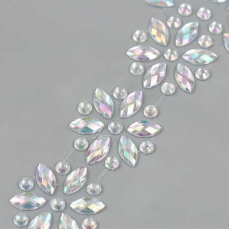 Stick plastic rhinestones for hair "Crystal flowers" 26.5x13 cm-3