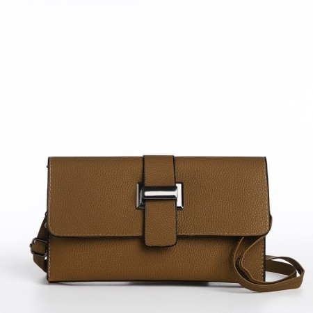 Bag-clate on magnet, long belt, beige color