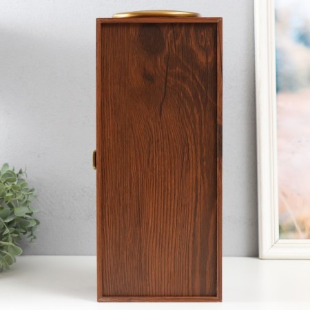 Casket wood, leatherette to the bottle "Grapes" light brown 3 objects 35x11x15.5 cm-6