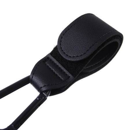 Carbine for bags for a stroller, for Velcro, eco -leather, black color-3