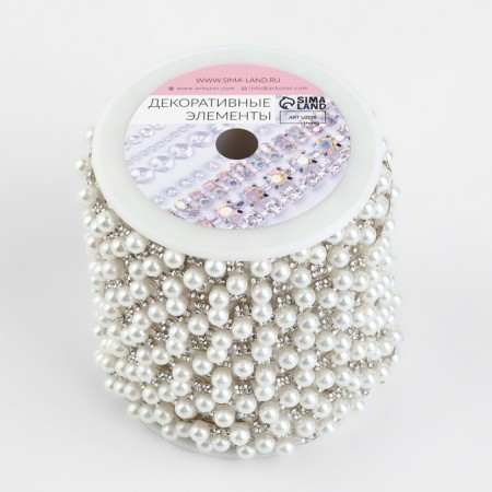 Rhinestones and beads are thermoclayes, width - 15 mm, 4.5 ± 0.5 m, silver color-2