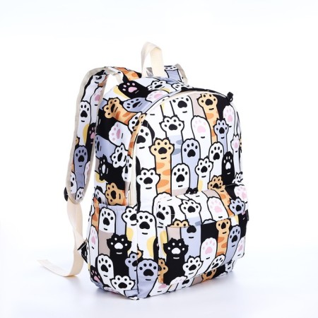 School backpack from textiles on a zipper, 3 pockets, pencil case, colorful/gray color-4