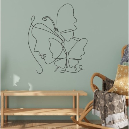 Sticker Plastic Interior Black "Abstraction. Girl with butterflies on her head" 40x60 cm
