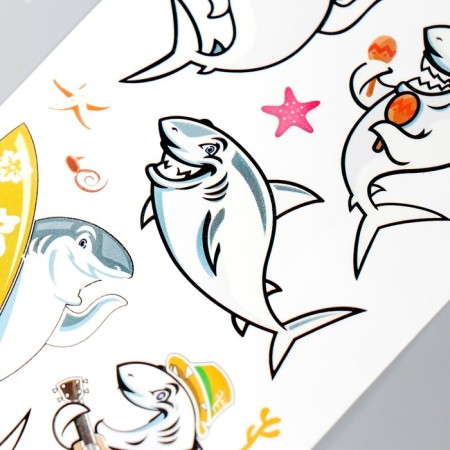 Tattoo on the body color phosphorus "sharks" mix 12x7.5 cm-4