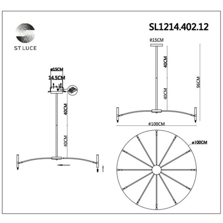 Ceiling lamp ST LUCE. SL1214.402.12. Spidey. 12x5 W, G9, 4000K, 100x100x96 cm, black color-6
