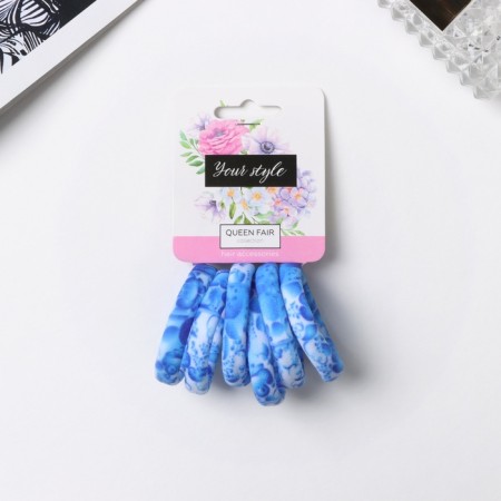 Hair gum "Flower ornament" (set 6 pcs) blue flowers