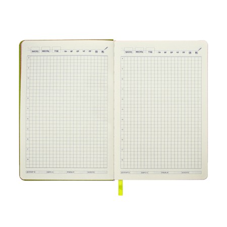 Leduced Diary A5, 140l, Cage, leatherette, elastic band, red cut, green-11