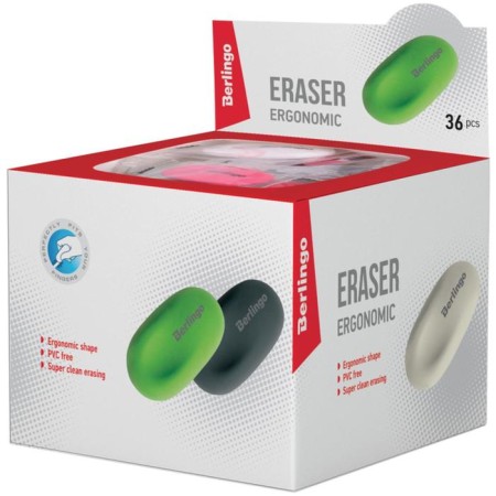 Eraser Berlingo Ergonomic, oval, synthetic rubber, 50x30x8 mm-2