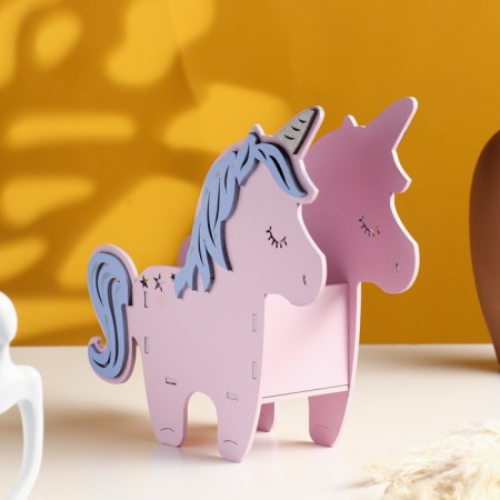 Kashpo wooden 21.5 × 7 × 21 cm unique "unicorn", pink lilac-2